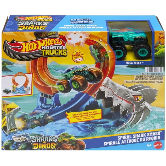 Hot Wheels Sharks vs Dinos Spiral Shark Smash Playset [with Mega Wrex]