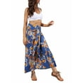 thumbnail image 2 of hirigin Women Boho High Waist Wide Leg Pants Summer Casual Palazzo Flowy Front Ties Beach Trousers Bohemian Clothes, S/ M/ L/ XL, 2 of 8