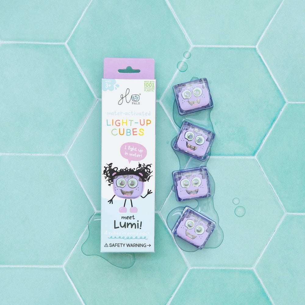 Glo Pals Light-Up Sensory Water Cubes - Purple (Set of 4) for Ages 3 and Up