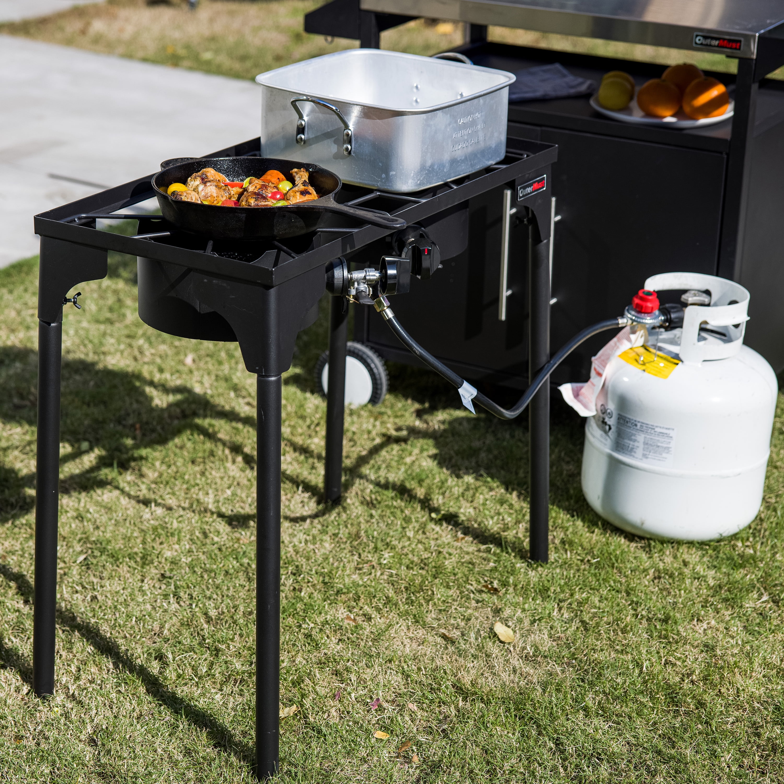 OuterMust 2 Burner Propane Gas Stove with 0-3 PSI Adjustable Regulator and Removable Legs Gas Burners for Cooking Perfect for Home Brewing, Seafood Boil and Camping