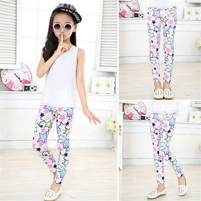 Actoyo Children Big Girls Floral Leggings Little Girls Skinny Pants  Trousers Teenage Child 2-14 Years