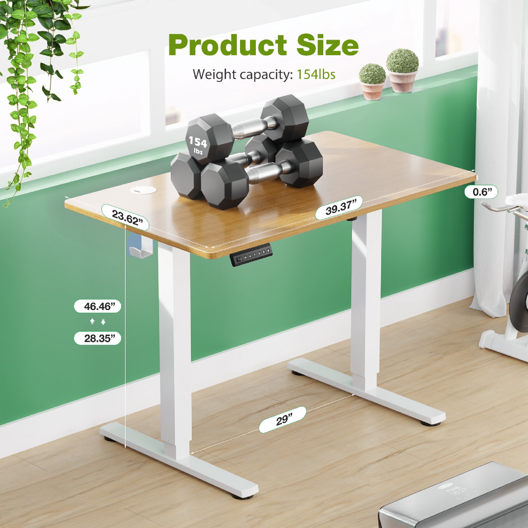 CONCETTA 40x24 inch Adjustable Electric Standing Desk for Adults, Lap Desks, Oak, 1 Count