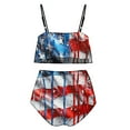 thumbnail image 4 of 4th of July Women's Sexy Halter Tankini Set - High Waisted Bikini with Ruffled Top & Padded Cups, Independence Day Patriotic Printed Two Piece Swimsuit for Beach & Pool, 4 of 5