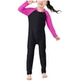thumbnail image 2 of ylioge Kids One-Piece Swimsuits Long Sleeve Jumpsuits Bathing Suits for Teens Boys & Girls Color-Block Swimwear Pants 3-10 Years, 2 of 4