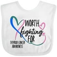 thumbnail image 3 of Inktastic Thyroid Cancer Awareness Pink, Blue, Teal Heart Ribbon Boys or Girls Baby Bib, 3 of 4