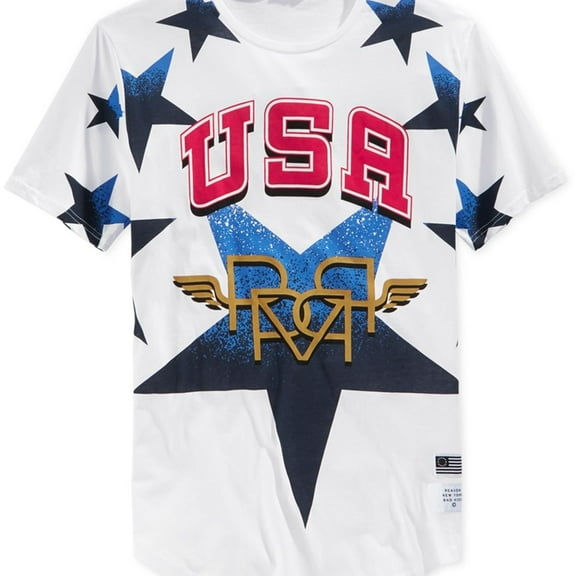 Reason Mens USA Stars Graphic T-Shirt, White, XX-Large