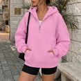 thumbnail image 2 of SUNBS Drawstring Half Zip Hoodies for Women Fall Oversized Casual Sweatshirts with Kangaroo Pocket, 2 of 9