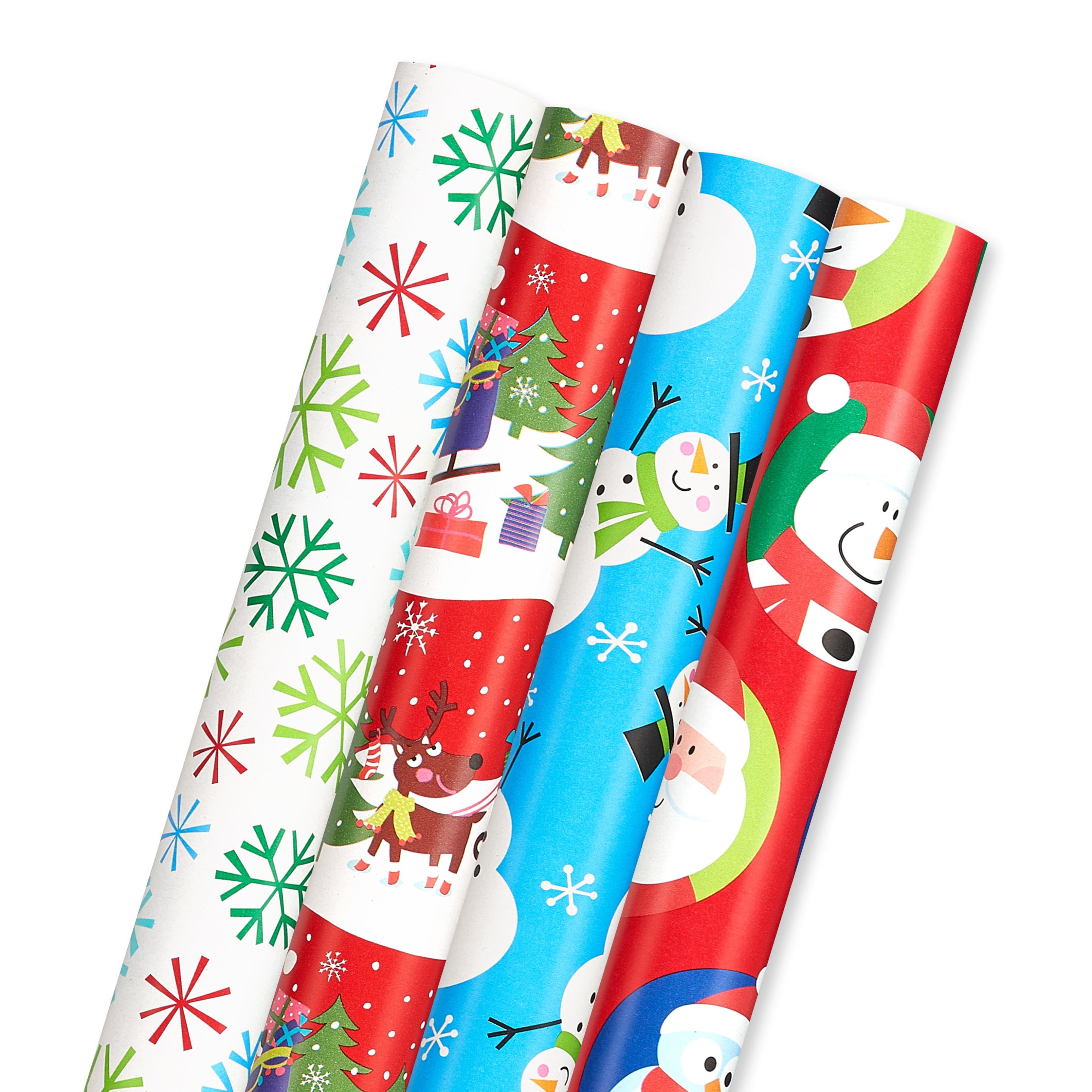 4 x 10m Christmas Wrapping Paper Rolls - Kids  Snowman/Santa/Penguin/Reindeer by Swoosh Supplies : :  Stationery & Office Supplies