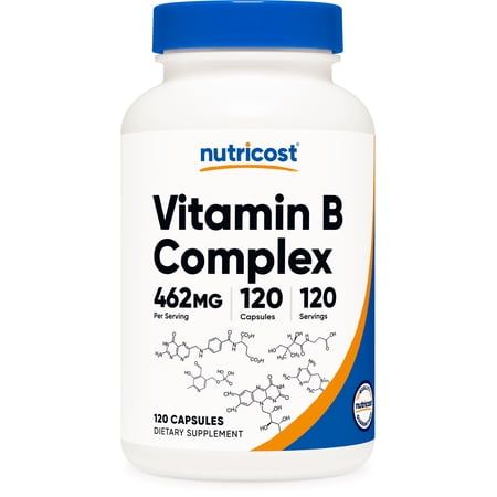 Nutricost Vitamin B Complex 460mg  120 Capsules - with Vitamin C - Energy Complex Supplement