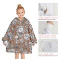 thumbnail image 6 of Cute Hedgehog Mushroom Leaves Pattern Blanket Hoodies for Kids 6-13YR Oversize Wearable Blanket Hoodies for Boys Girls Teens, 6 of 7