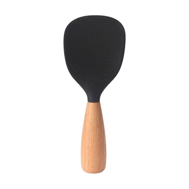 Chenmei Short Wooden Handle Silicone Spatula Multifunction Spatula Cooking Spoon Silicone Spoon with Wooden Handle Heat Insulation Heat Spoons for Rice Cooker