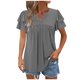 thumbnail image 1 of Camisetas Casuales de Manga Corta de las Mujeres con Cuello en V, Cuello Redondo, Color Sólido Blusa Ligera de Poliéster, 1 of 7