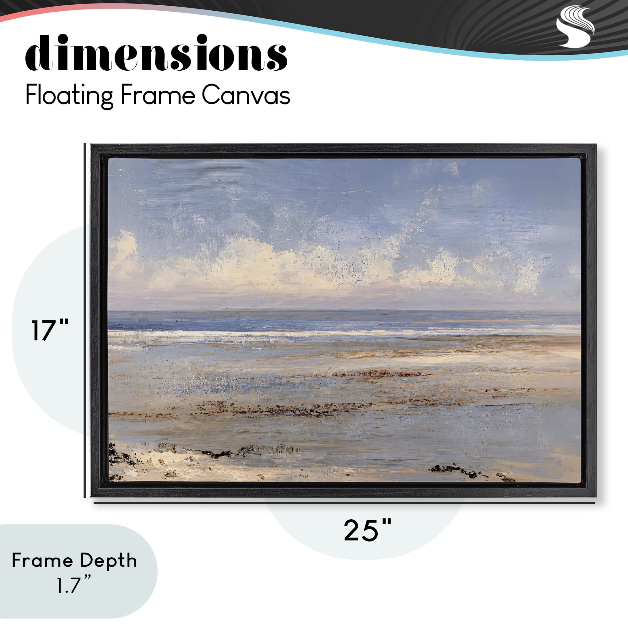 Stupell Industries Rustic Ocean Horizon Impression Black Framed Floater Canvas Wall Art, design by Jacky Ngan