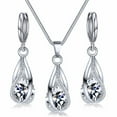 thumbnail image 3 of Collar de pendientes de plata, conjunto de collar de pendientes, collar de pendientes de boda sencillo, conjunto de collar de pendientes, rendimiento de primera categoría, 3 of 9