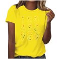 thumbnail image 6 of Plus Size Summer Shirt for Women Casual Printed Short Sleeve Crew Neck Tshirt Trendy Lighweight Tops (XS, Yellow), 6 of 8