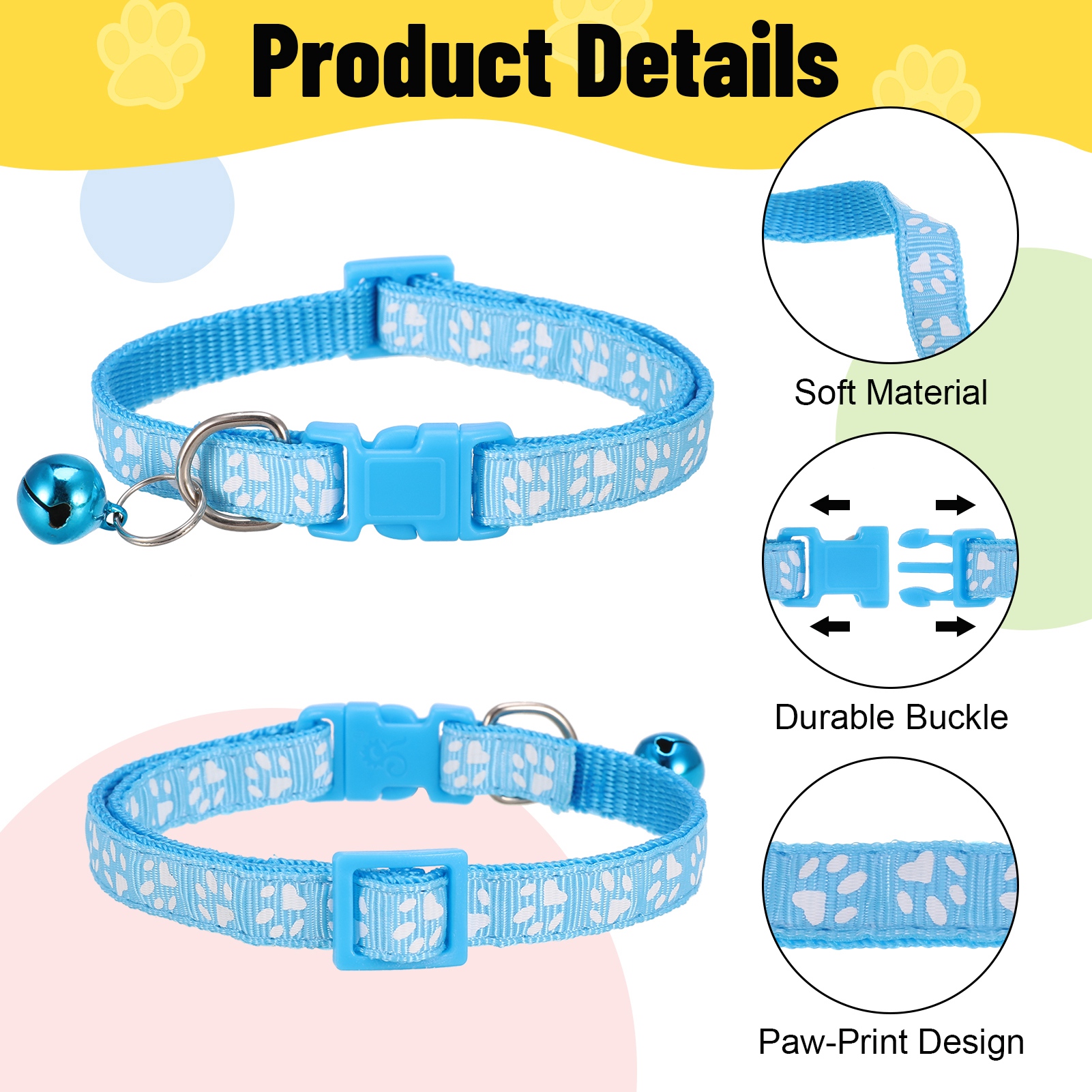 AOWOO 18-Piece Breakaway Pet Collar Set with Bells photo 4