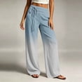 thumbnail image 6 of Danhjin Women's Gradient Pants Wide Leg High Elastic Waist with Drawstring Print Fashion Flowy Palazzo Loose Vacation Trousers, 6 of 7