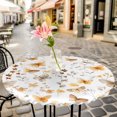 thumbnail image 6 of Orange Floral Spring Round Tablecloth for 36-44 Inch Tables, Fitted Table Cover with Elastic Edge, Butterfly Botanical Summer Waterproof Outdoor Table Cloth Protector for Patio Garden Dinner Picnic, 6 of 9