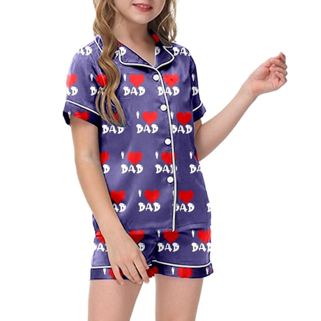 Ensemble de Pyjama Imprimé Anniversaire pour Enfants, Haut à Manches Courtes Boutonné et Shorts