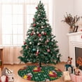 thumbnail image 7 of Rateoe Vintage Santa Skiing Green Plaid Print Christmas Tree Skirt 36" for Xmas Holiday New Year Party Circle Tree Mat Ornaments Decoration, 7 of 7