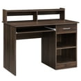 thumbnail image 7 of BELLEZE Small Home Office Computer Desk with Hutch - Wren (Dark Walnut), 7 of 7