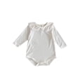 thumbnail image 2 of LYMAYTER Infant Girls Bodysuit Long-Sleeve Ruffle Collar Solid Color Jumpsuit Winter Romper 3-24M, 2 of 8