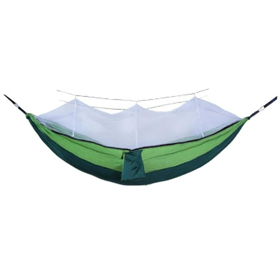 Double Parachute Cloth Hammock with Mosquito Net - 2-Person Lightweight Camping Bed, 210T Nylon Fabric for Outdoor, Backyard & Hiking (260x140cm, Bug-Free Design) Multicolor