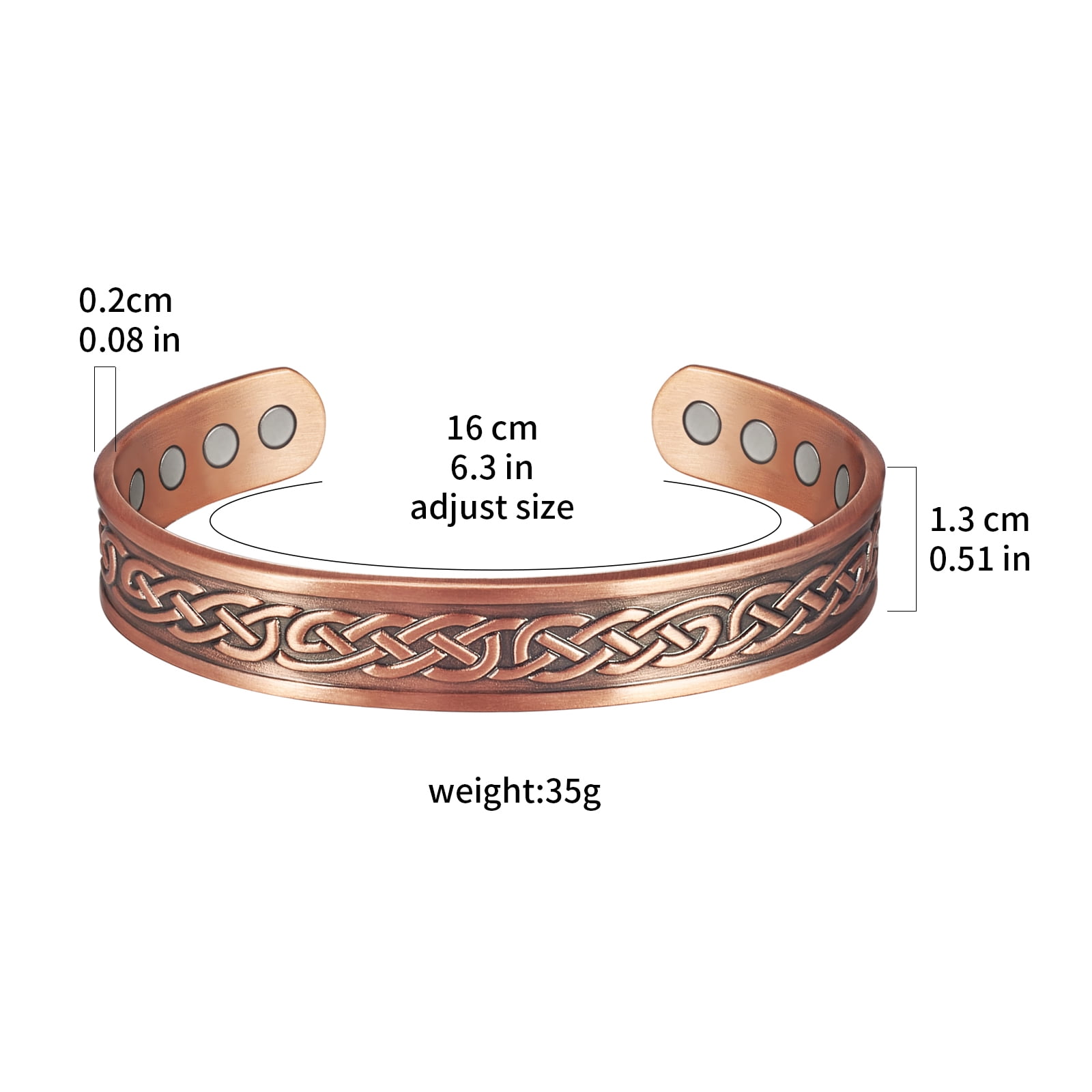 Wollet Magnetic Copper Bracelets Bangle for Men, Set of 2