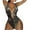 Black Womens One Piece Swimsuit, variant on Women's One Piece Swimsuit Metallic Shiny Plunge Cutout V-Neck Bodysuit Tie Back Festival Holiday Outfits