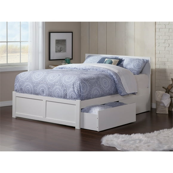 AFI Orlando King Solid Wood Bed with Storage Drawers in White