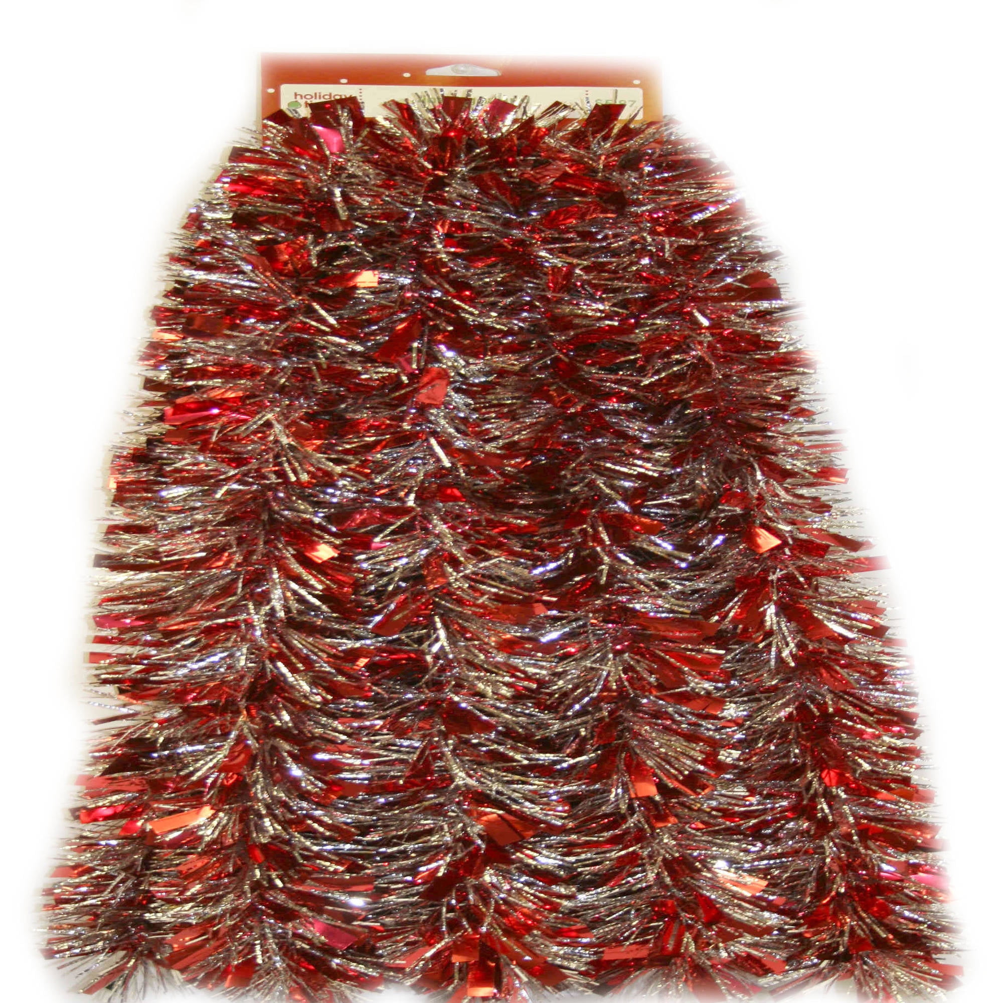 Holiday Time Tinsel Garland, Red/Silver