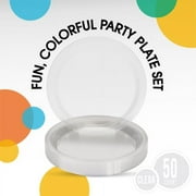 Exquisite Clear 9 Heavy Duty 350 GSM Disposable Plastic Party Plates - 50 Count