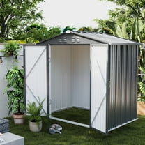Asofer Outdoor Storage Shed 6 x 4 FT, Lockable Doors Galvanized Metal Garden Shed for Backyard, Garden, Patio