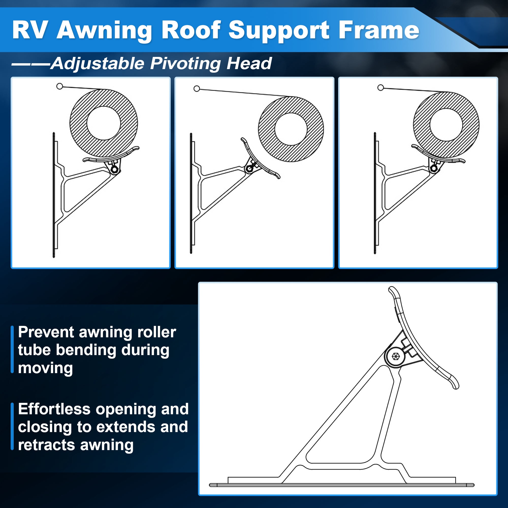 Unique Bargains RV Awning Support Roller Cradle Center Bracket White