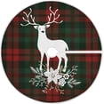 thumbnail image 1 of FMSHPON Christmas Reindeer Plaid Tartan Xmas Christmas Tree Skirt Stand Mat for Holiday Party Decoration Indoor Outdoor 48 inches, 1 of 6