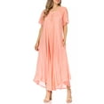 thumbnail image 5 of Sakkas Egan Long Embroidered Caftan Dress / Cover Up With Embroidered Cap Sleeves - P-Salmon - One Size Regular, 5 of 5