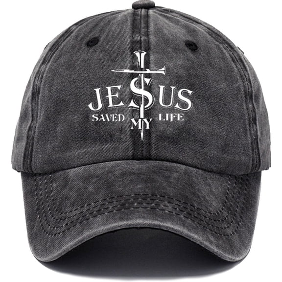 vlrwzc Jesus Saved My Life Hat Christian Baseball Cap Washed Cotton Denim Dad Hat For Men Women