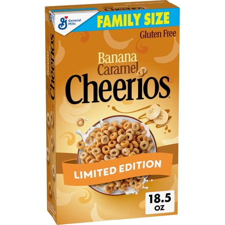 Banana Caramel Cheerios Gluten Free, Limited Edition, Family Size, 18.5 oz
