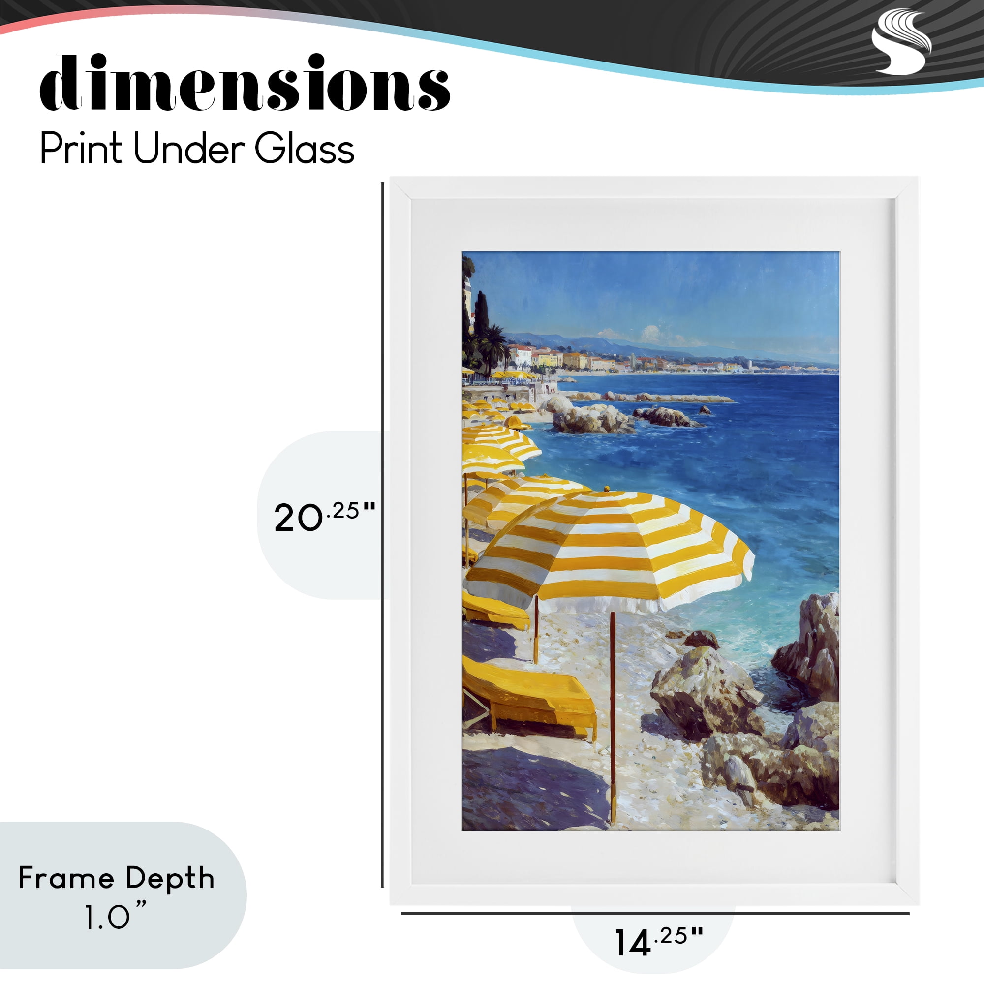 Stupell Industries Sunshine on the Shore White Framed Print Under Glass, design by Petal Prints Design