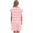 thumbnail image 3 of Cap Sleeve Women Stripe Print V Neck Mini Polo Dress with Pocket, 3 of 6