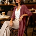 thumbnail image 4 of Lmueinov Long Sleeve Cardigan for Women Open Front Long Knit Cardigan Lightweight Breathable Ice Silk Sun Protection Cover Up Loose Layering Sweaters, 4 of 6