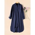 thumbnail image 5 of ZANZEA Women Long Sleeve Button Down Side Split Hem Casual Loose Long Shirt Dress, 5 of 6