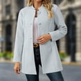 thumbnail image 2 of uublik Trench Coat Women Gray Long Sleeve Elegant Classic Overcoat Fall Winter Clothing, 2 of 7