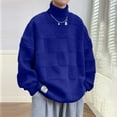 thumbnail image 2 of Dpytoraw Male High Neck Fold Over Pullover Sweater For Autumn And Winter Solid Color Plaid Plaid Warm Turtleneck Top, 2 of 5