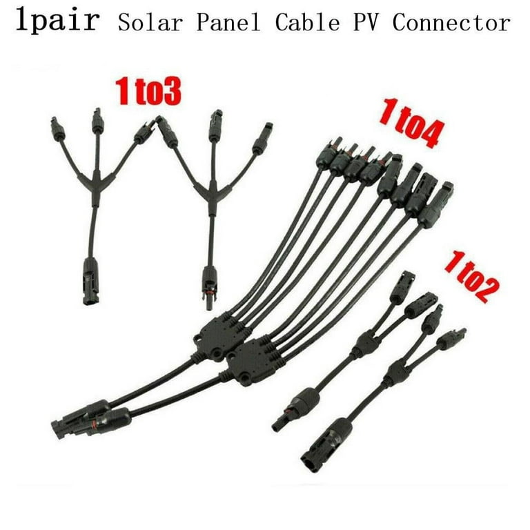 Y Type Solar Panel Branch Cable Connectors Male & Female M/F Wire Adapter  Black