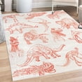 thumbnail image 1 of Jurassic Decorative Rug, Arrangement of Various Dinosaurs Illustrations Skeleton Biology Historic, Quality Carpet for Bedroom Dorm and Living Room, 6 Sizes, Dark Coral, by Ambesonne, 1 of 4