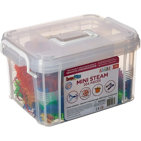 UPC: 0858605005735 | Brackitz Mini STEAM Education Center | STEM Construction Building Block Toy | Sensory Learning Toys for Children PreK-6 | 204 Pc Set