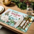 thumbnail image 4 of Christmas Placemats Set of 6, Starfish Pine Needles Place Mats Red Berry Holly Wood Grain Placemat Table Decoration for Kitchen Table Dinner Xmas Holiday Party Home Decor Indoor Outdoor 13x19 Inch, 4 of 9