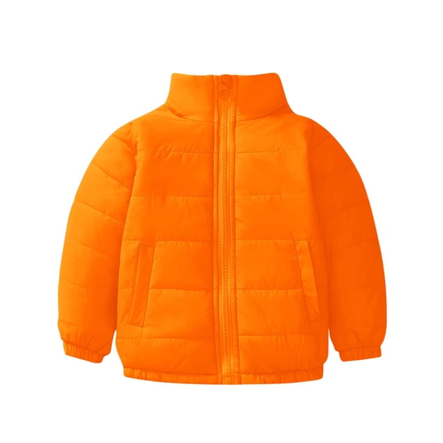 Manteau d'Hiver à Manches Longues pour Bébé Filles Garçons, Veste à Capuche Col Montant Décontractée Extérieure Orange
