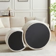 thumbnail image 5 of GZXS Modern Round Nesting Tables Set of 2 - Beige Corduroy Foam Upholstered Ottomans with Contour Design, No Assembly Needed, for Living Room and Bedroom, 5 of 9